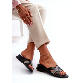 Seastar Flip-flops cu pană de damă cu decorare, negru 2