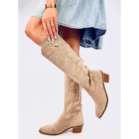 Cizme de cowboy din piele intoarsa kaki Torez maro 1 Cizme de cowboy din piele intoarsa kaki Torez maro 1