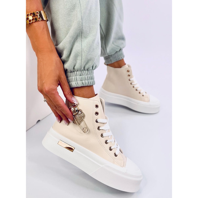 Tenisi înalți Arenas bej cu ac de siguranță 2