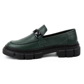 WASAK Pantofi slip-on damă din piele 706X verde cu talpă groasă 1