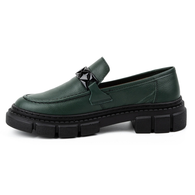 WASAK Pantofi slip-on damă din piele 706X verde cu talpă groasă 1