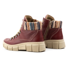 WASAK Pantofi dama, botine, adidasi iarna piele 0698W, visiniu roșu 6