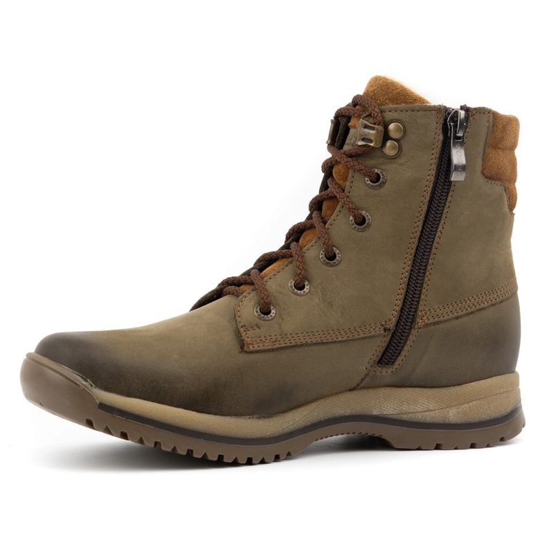 Olivier Pantofi trekking dama piele cu botine cu siret, iarna 360BB, olive verde 1