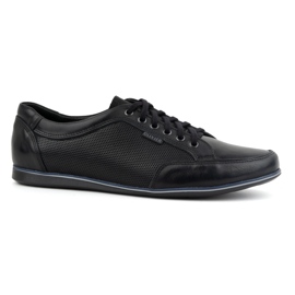 Olivier Pantofi casual barbati din piele 410KNT, negri negru 1