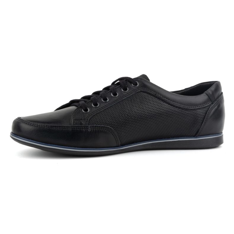 Olivier Pantofi casual barbati din piele 410KNT, negri negru 2