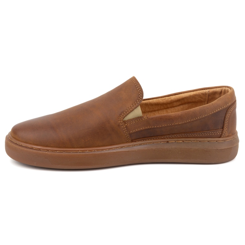 Pantofi slip-on pentru barbati din piele naturala POLBUT 2124 camel maro 1