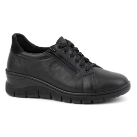WASAK Pantofi dama, adidasi din piele cu siret cu fermoar 0703W, negru 1
