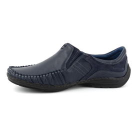 KOMODO Pantofi barbatesti, mocasini slip-on din piele 627K, bleumarin albastru 1 KOMODO Pantofi barbatesti, mocasini slip-on din piele 627K, bleumarin albastru 1