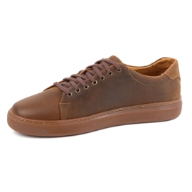 Adidași bărbați din piele POLBUT 2127 camel maro 1
