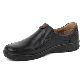 Kampol Pantofi slip-on din piele pentru bărbați 58KAM, negri negru 1 Kampol Pantofi slip-on din piele pentru bărbați 58KAM, negri negru 1