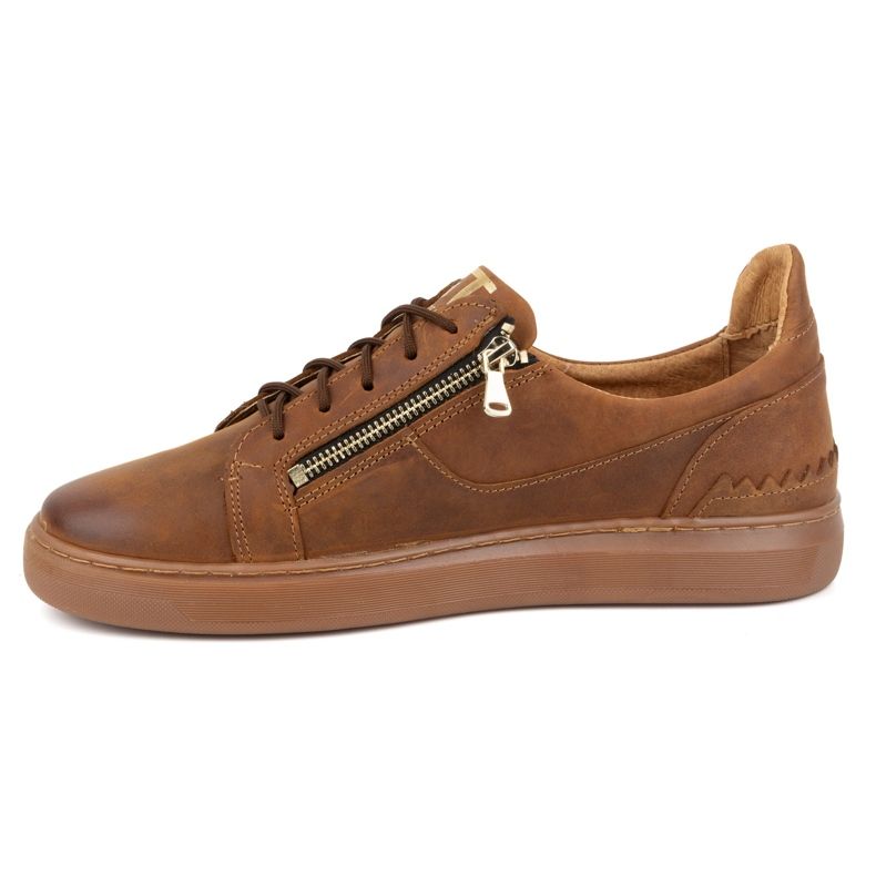 Pantofi casual barbatesti din piele naturala POLBUT 2125 maro camel 1