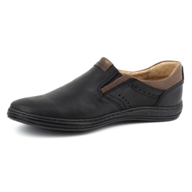 Polbut Pantofi slip-on din piele pentru bărbați 401 Black negru 1