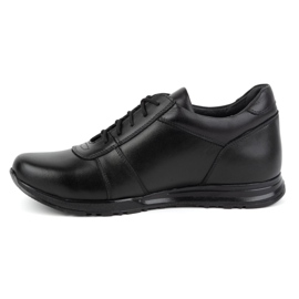 Olivier Pantofi pentru bărbați din piele cu șireturi Sport Style 408KZ + 3 cm, negru 1