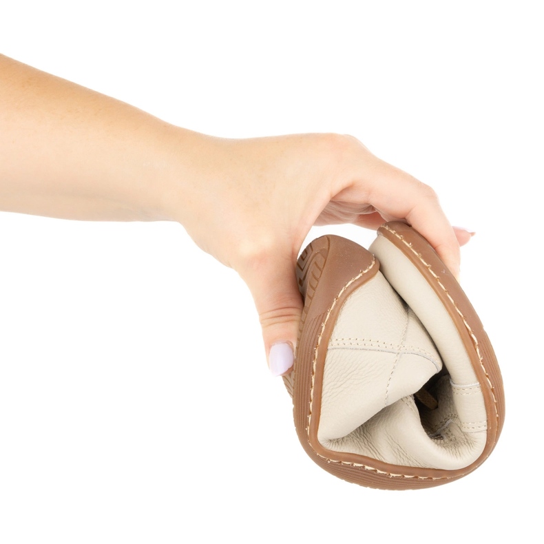 Olivier Pantofi de dama minimalisti din piele descult model 1243, bej 2