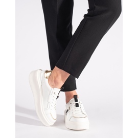 Tenisi albi cu platforma din piele 1