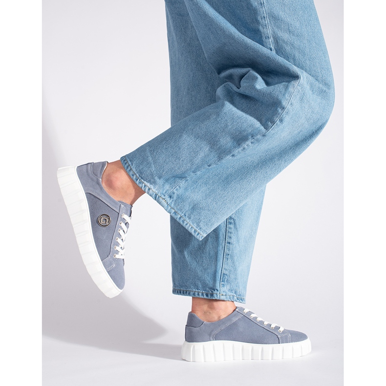 Pantofi albastri cu platforma din piele intoarsa albastru 2