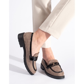 Mocasini de dama din piele intoarsa cu catarama bej 1 Mocasini de dama din piele intoarsa cu catarama bej 1