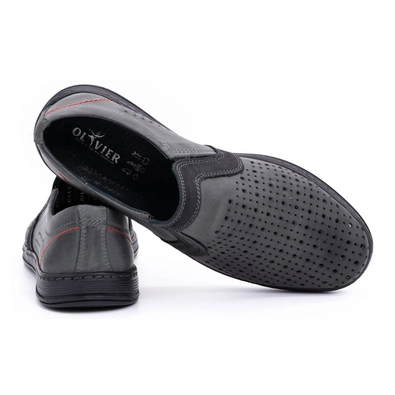 Olivier Mocasini din piele pentru bărbați pentru vară 713MP gri 3