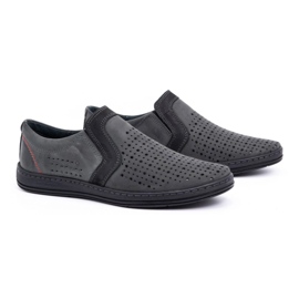 Olivier Mocasini din piele pentru bărbați pentru vară 713MP gri 2