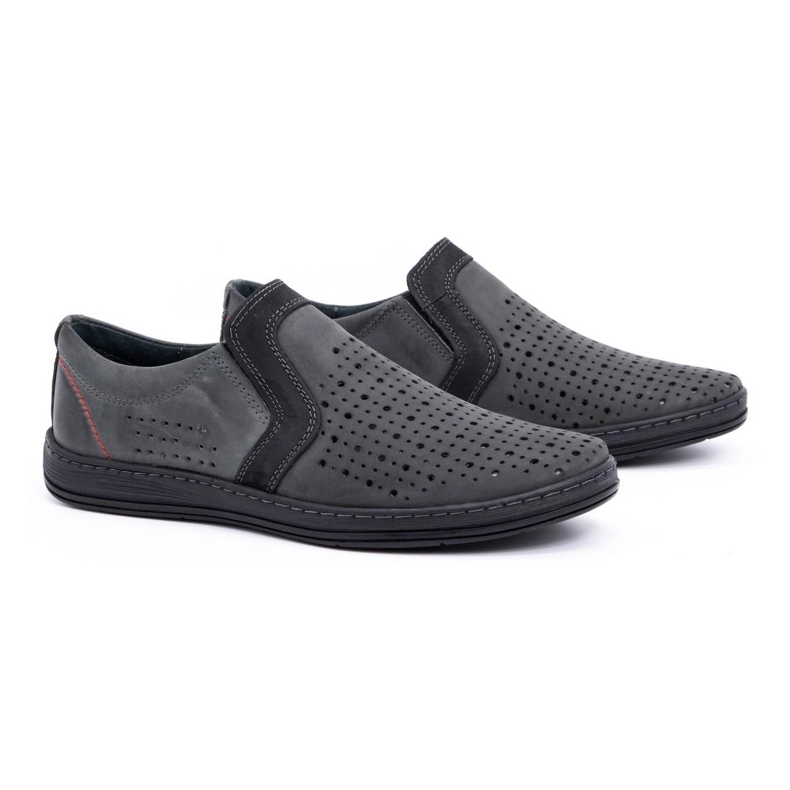 Olivier Mocasini din piele pentru bărbați pentru vară 713MP gri 2