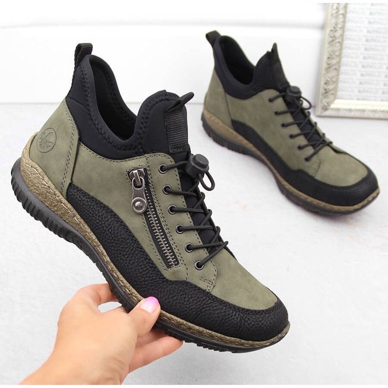 Pantofi de dama comozi, adidasi verzi Rieker N32G3-54 verde 1