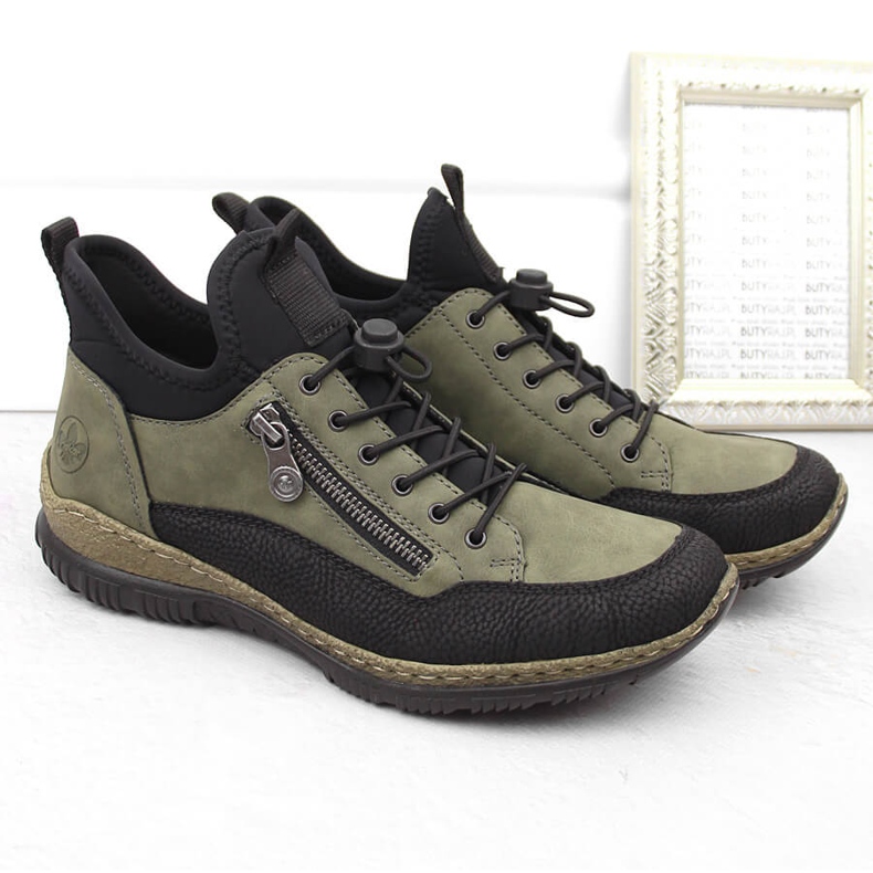 Pantofi de dama comozi, adidasi verzi Rieker N32G3-54 verde 2