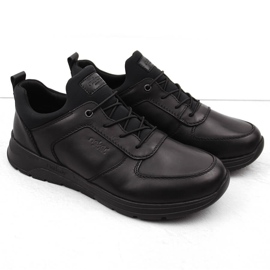 Pantofi slip-on pentru bărbați, confortabili, din piele, Rieker 39653-00 negru 1