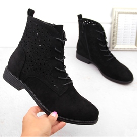 Cizme ajurate dama piele intoarsa, negre S.Barski HY42-136 negru 1