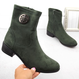 Botine de dama din piele intoarsa cu decor, verde Jezzi ASA198-28 1