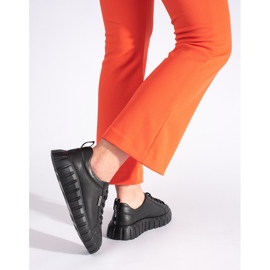 Pantofi cu platforma din piele neagra negru 1