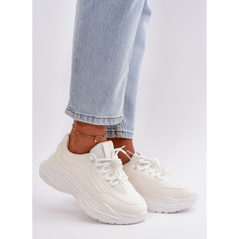 Pantofi de dama, pantofi sport cu talpa groasa, Lerila alba 1