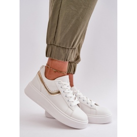 Pantofi de damă cu platformă din piele ecologică, alb și auriu Brennessa 2