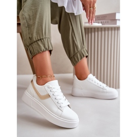 Pantofi de damă cu platformă din piele ecologică, alb și auriu Brennessa 1