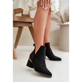 Ghete De Dama Decorate Cu Toc Inalt Cu Deget Ascutit, Fararia Neagra negru 2