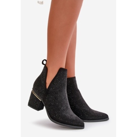 Ghete De Dama Decorate Cu Toc Inalt Cu Deget Ascutit, Fararia Neagra negru 1