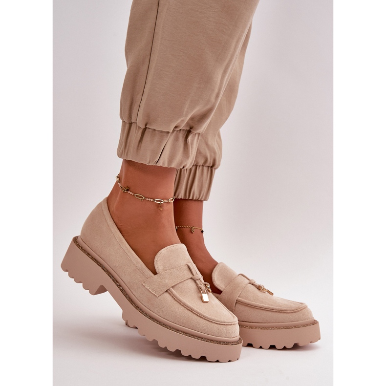 Mocasini De Dama Eco Suede Cu Decorat, Verindalle Bej Deschis 1