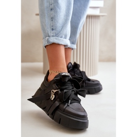 Pantofi de damă din piele pe platformă negru CheBello 4568 2