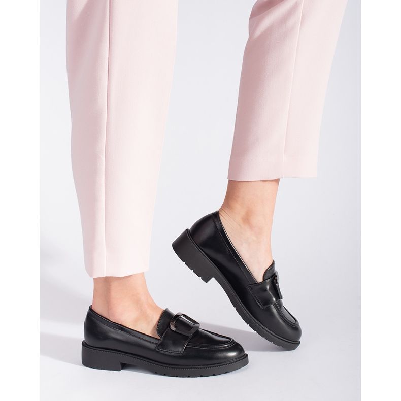 Goodin Mocasini de dama negre cu catarama negru 1