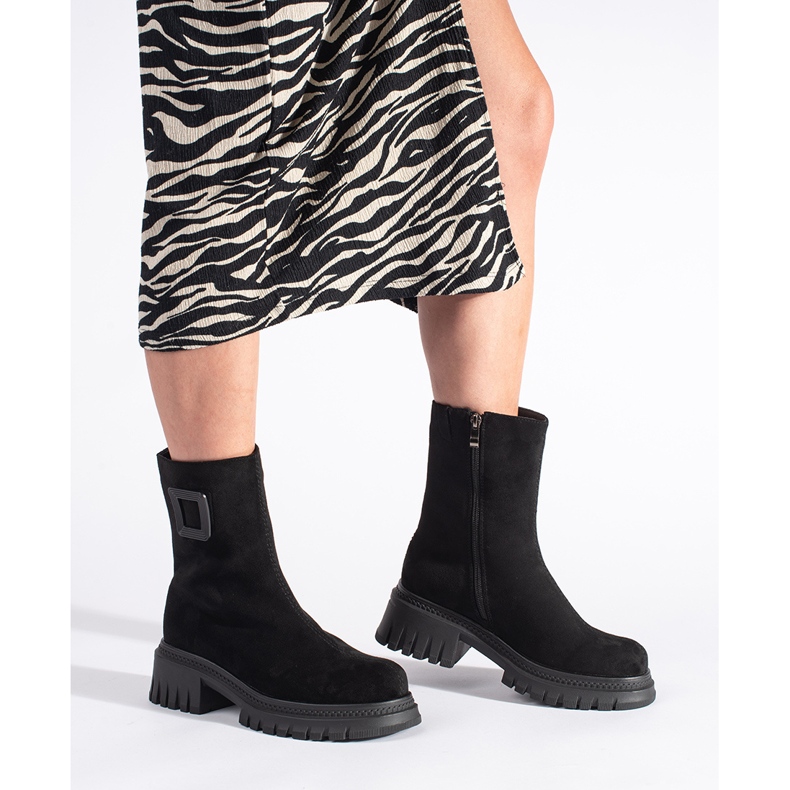 Cizme negre de dama cu talpa groasa negru 1