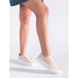 Tenisi roz ajurati din piele marca Sergio Leone 2