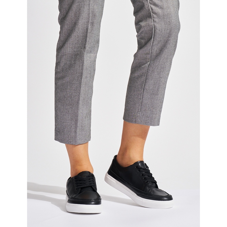 Adidași de damă din piele neagră de la Sergio Leone negru 1