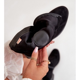 Botine de damă prinse cu fermoar cu detaliu decorativ, piele de căprioară ecologică, Lerioria neagră negru 2