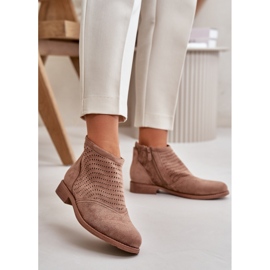 Cizme ajurate de damă cu toc plat maro S.Barski HY42-076 2 Cizme ajurate de damă cu toc plat maro S.Barski HY42-076 2