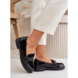 Mocasini de damă din piele lacuită cu ursuleț negru S.Barski HY42-339A 2