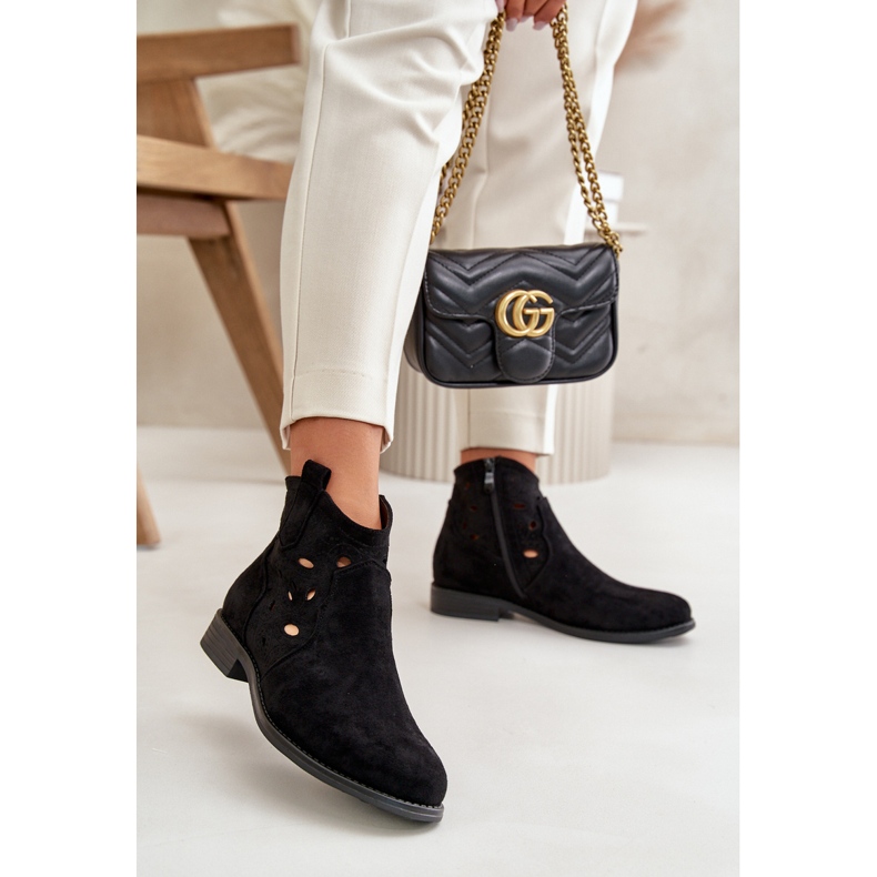 Cizme De Damă Ajurate Cu Fermoar Negru S.Barski HY42-081 2