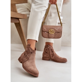 Cizme de damă ajurate cu fermoar maro S.Barski HY42-081 2