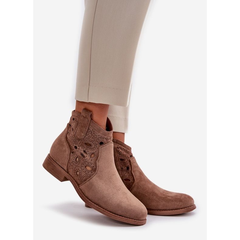 Cizme de damă ajurate cu fermoar maro S.Barski HY42-081 1