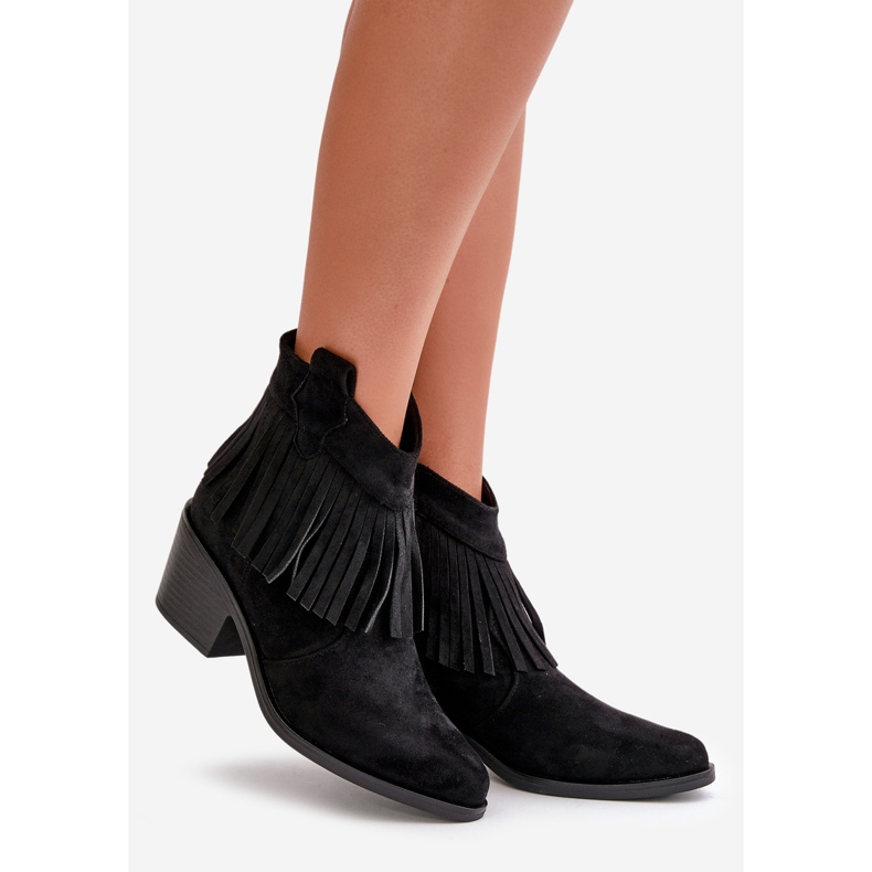 Cizme de cowboy de damă cu fermoar din piele ecologică neagră S.Barski HY42-127 negru 1