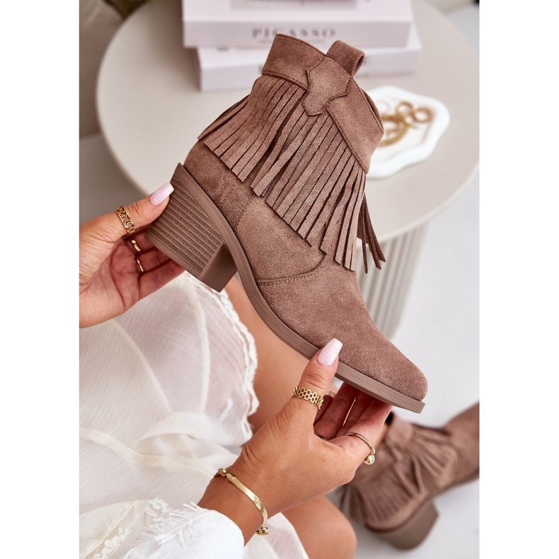 Cizme de cowboy de damă cu fermoar din piele ecologică maro S.Barski HY42-127 2