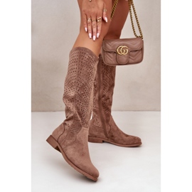 Cizme de damă ajurate maro S.Barski HY42-132 2 Cizme de damă ajurate maro S.Barski HY42-132 2